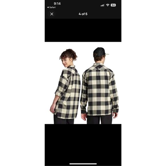 Adidas Black Tan Plaid Check Long Sleeve Button Up Shirt five ten Five Ten Brand - Picture 12 of 12